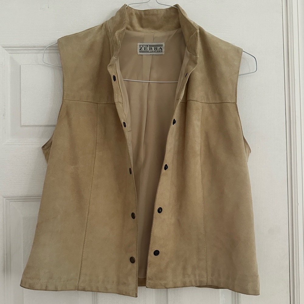 Cuir Zebra Leather Women’s Tan Vest Size Small S